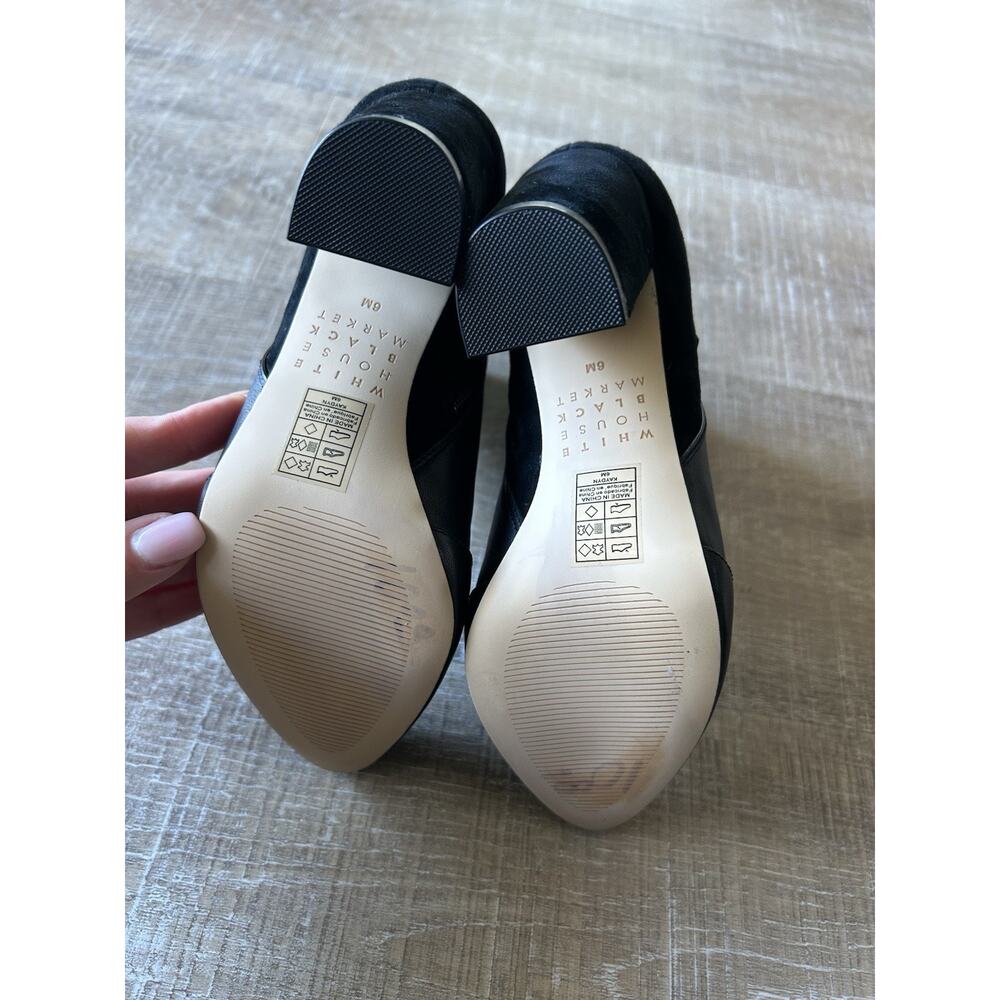 WHBM Kaydyn Ankle Booties Womens 6 Black Leather Velvet Block Heel Shoes NEW - Picture 16 of 16